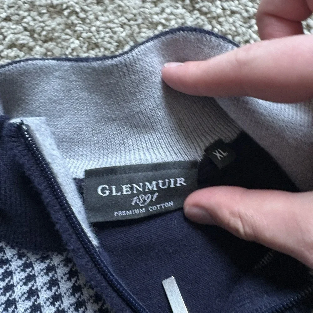 Glenmuir 1/4 Zip Sweeter‎ Pullover Golf Men's XL Gray Multi Color Preppy Pattern